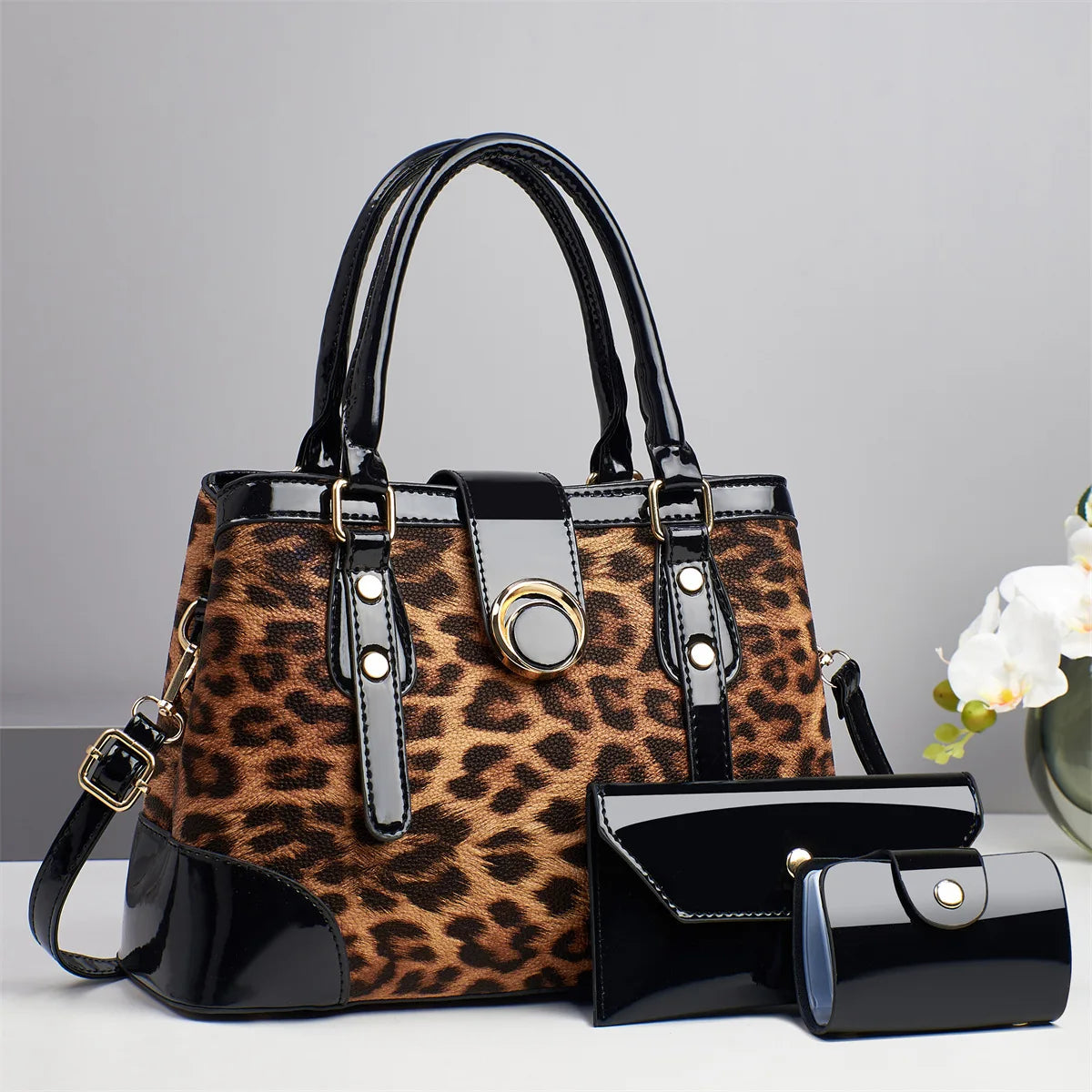 2025 New 3Piece Set Leopard Print Woman Shoulder Bag Large Capacity Handbag for Women Crossbody Bag Ladies Messenger Tote Bag - footmaxldn