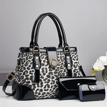 2025 New 3Piece Set Leopard Print Woman Shoulder Bag Large Capacity Handbag for Women Crossbody Bag Ladies Messenger Tote Bag - footmaxldn