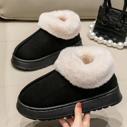 Womens Slippers Boots Fluffy Plush - FOOTMAX