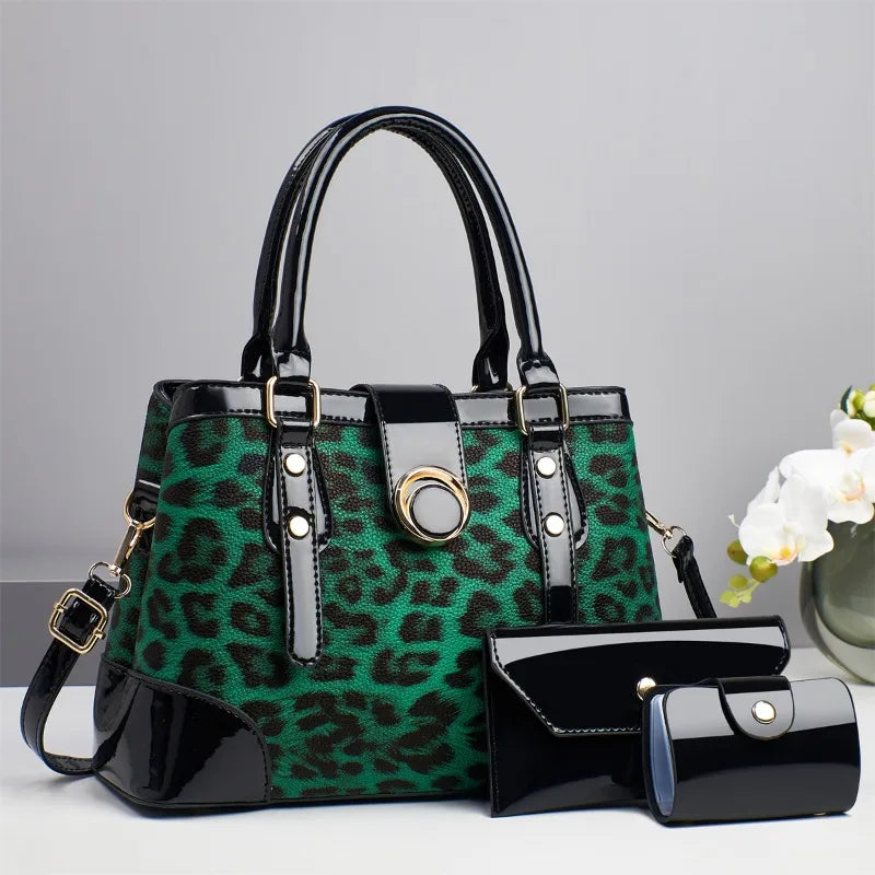 2025 New 3Piece Set Leopard Print Woman Shoulder Bag Large Capacity Handbag for Women Crossbody Bag Ladies Messenger Tote Bag - footmaxldn