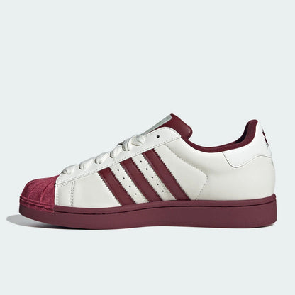 Adidas Superstar Unisex Sneakers – White & Burgundy Shell Toe | Footmaxldn