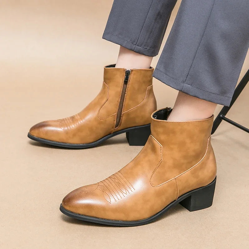 Men’s Pointed-Toe Chelsea Boots with Zip