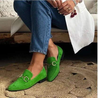 Women's Suede Horsebit Loafers – Pointed Toe Slip-On Flats