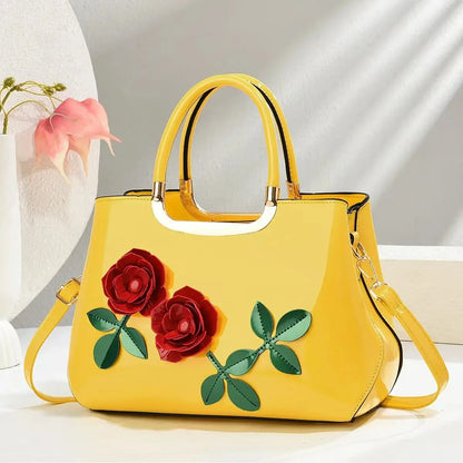 Footmax Floral PU Leather Handbag - Elegant Women's Shoulder Bag 2025