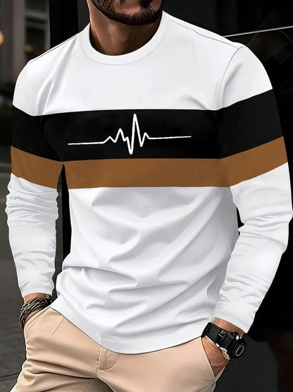 Men's Printed Long-Sleeve Crew Neck Top