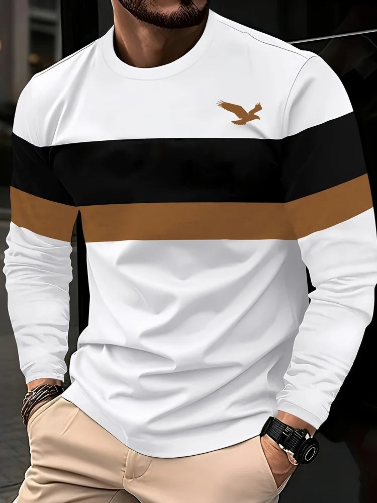 Men's Printed Long-Sleeve Crew Neck Top