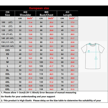 Size chart for shirts with measurements in centimeters and inches.