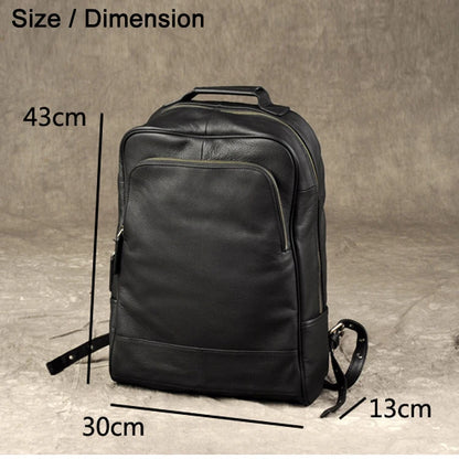 High Quality Fashion Genuine Leather Backpack Men Bagpack Student School Bag Backpack daily male Rucksack large Knapsack Black - footmaxldn