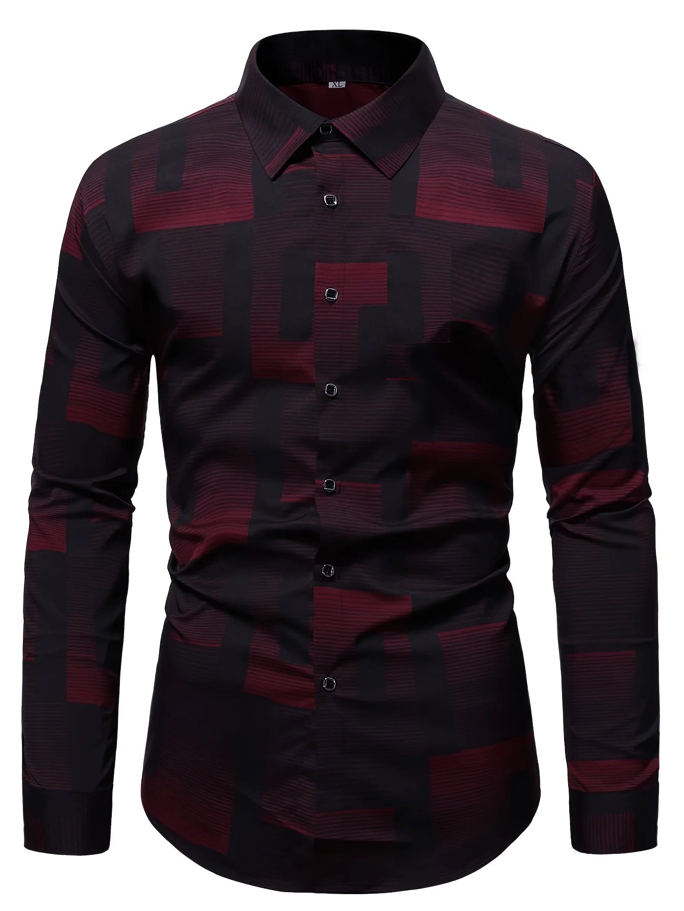 Footmax Men's Plaid Long Sleeve Shirt - Breathable Casual Business Lapel Shirt - footmaxldn