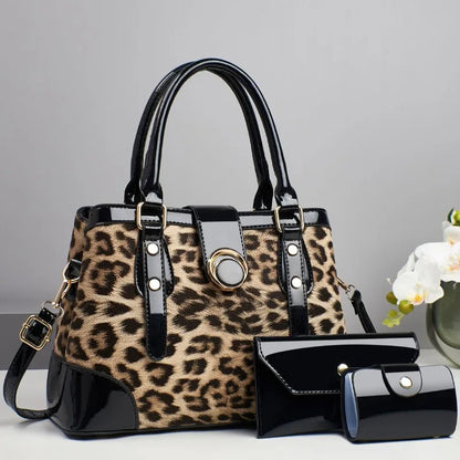 2025 New 3Piece Set Leopard Print Woman Shoulder Bag Large Capacity Handbag for Women Crossbody Bag Ladies Messenger Tote Bag - footmaxldn