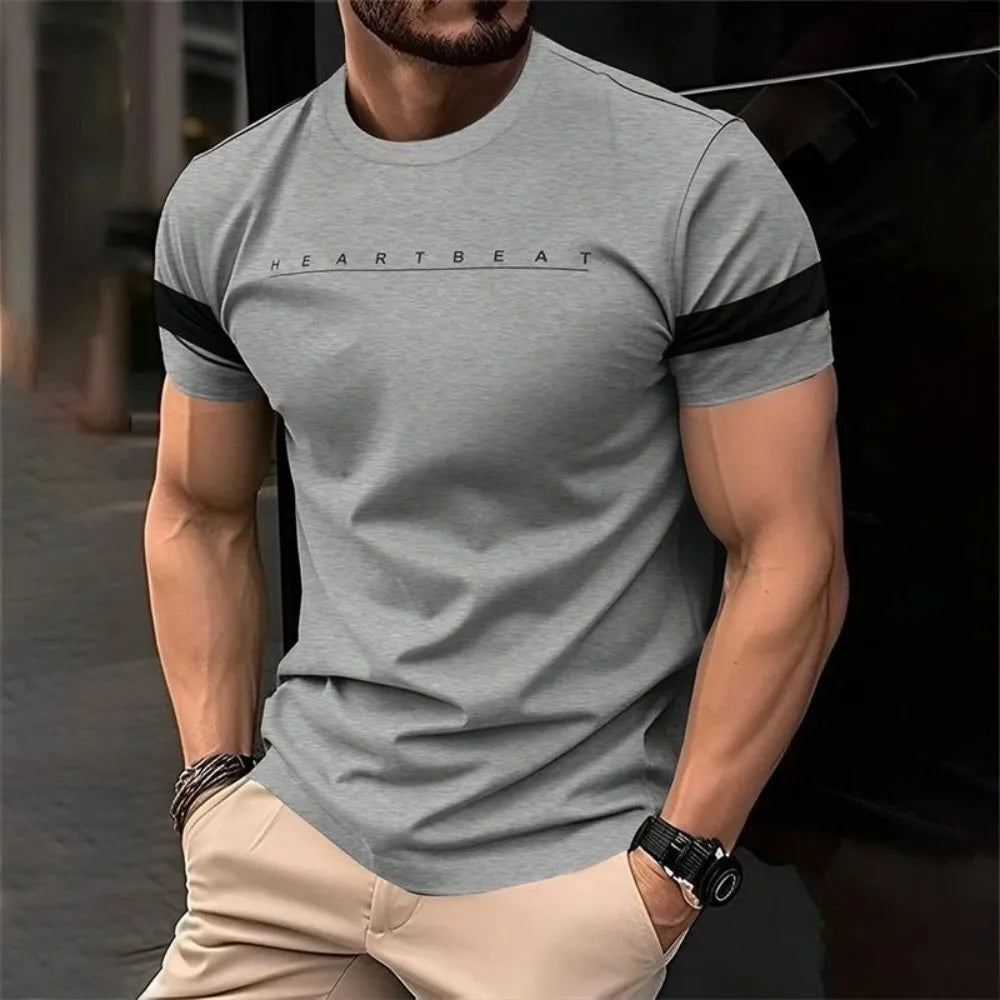 New minimalist letter striped pattern men's T-shirt fashionable summer street wear 3D printed street wear hip-hop T-shirt