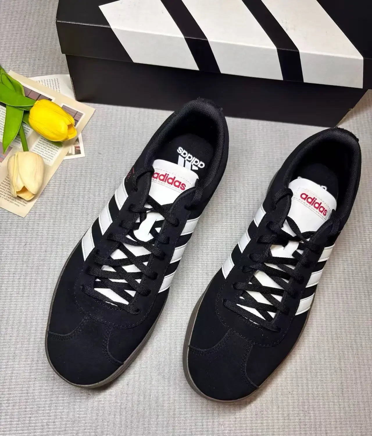 Adidas Neo VL Court 2.0 Lifestyle Men and Women Skateboarding Shoes Low Cut Outdoor Fabric Synthetic Leather Casual Shoes Black - footmaxldn