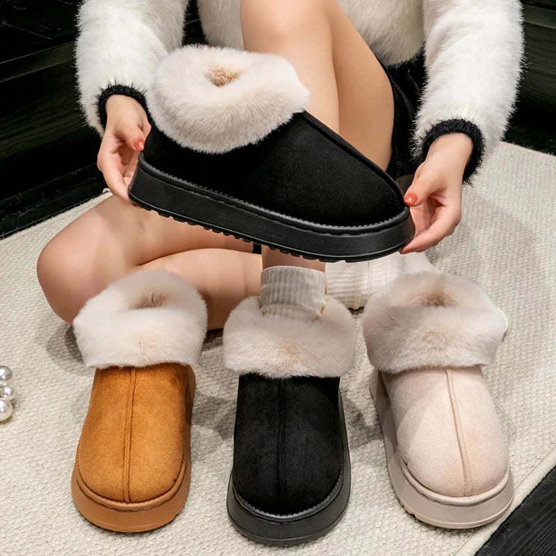 Womens Slippers Boots Fluffy Plush