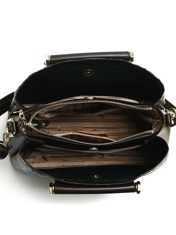 Large Capaci Leather Handbag Women's Bag 2025 New Cowhide Single oulder Bag Retro Ethnic Sle Mom Bag Crossbody Bag