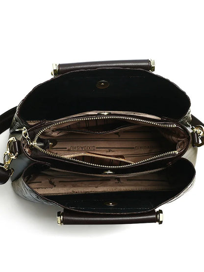 Large Capaci Leather Handbag Women's Bag 2025 New Cowhide Single oulder Bag Retro Ethnic Sle Mom Bag Crossbody Bag