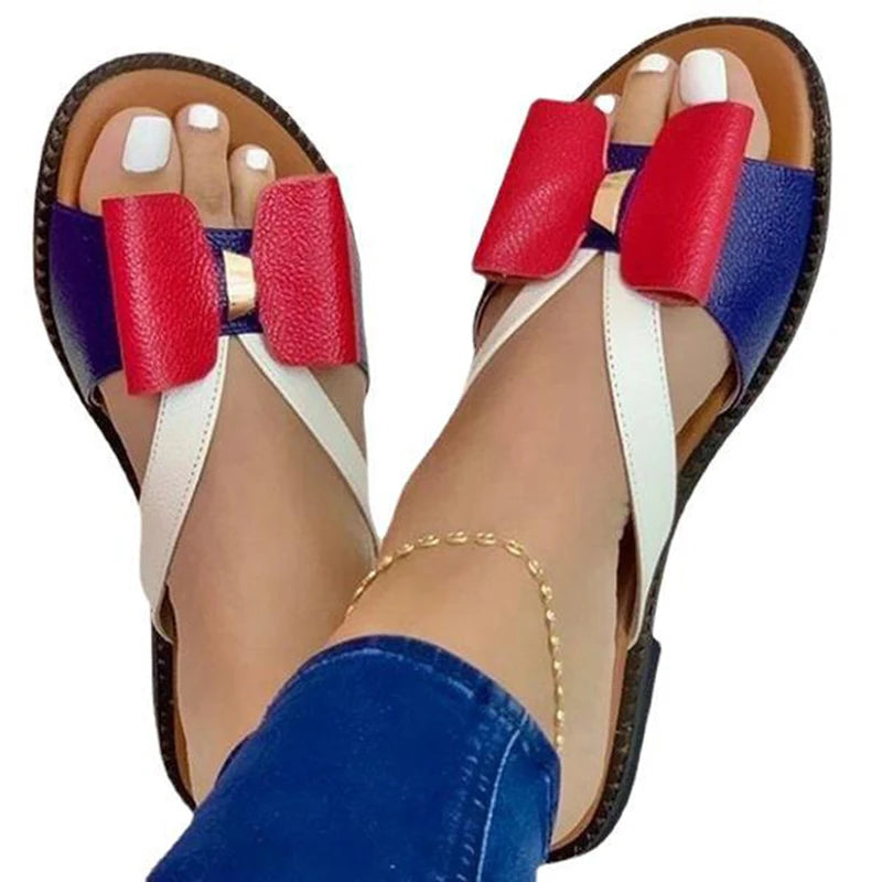 Butterfly Knot Flat Sandals – Women's Slip-On Summer Slides