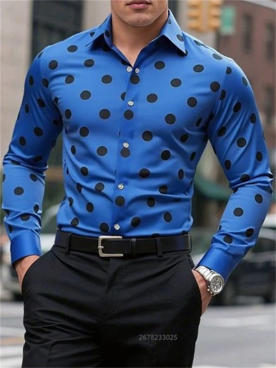 Men’s Spotted Long-Sleeve Shirt | Footmaxldn