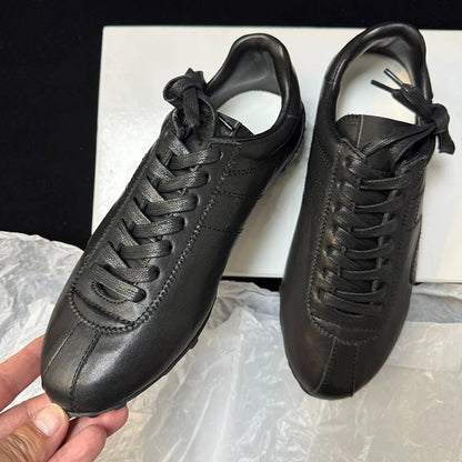 Footmaxldn Genuine Leather Lace-Up Casual Shoes