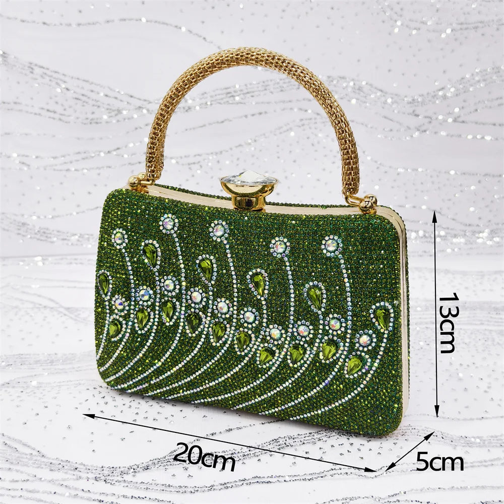 2025 Elegant Rhinestone Pointed Toe Pumps With Matching Bag Set Large Size shoes Big Bag for Women's Party High Heels - footmaxldn
