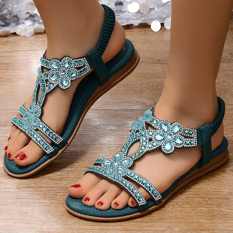 Women's Crystal Embellished Flat Sandals