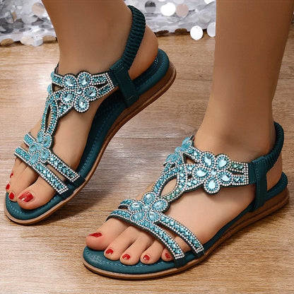 Women's Crystal Embellished Flat Sandals