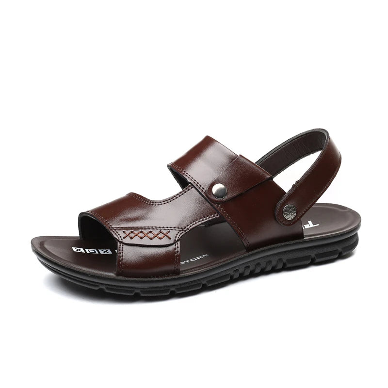 Men's Genuine Leather Sandals – Open Toe Slip-On | Footmaxldn