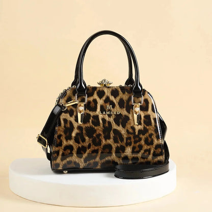 Footmax Diamond Pattern Leather Handbag - Women's Crossbody Shoulder Bag