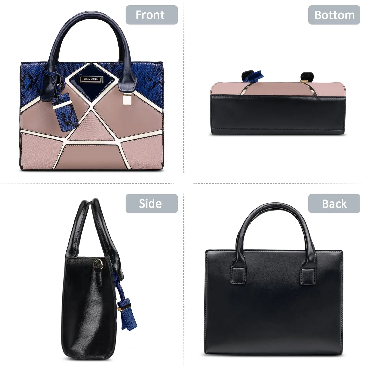 Footmax Multicolor Patchwork Snakeskin Tote Bag - Large Capacity Fashion Handbag for Women - footmaxldn