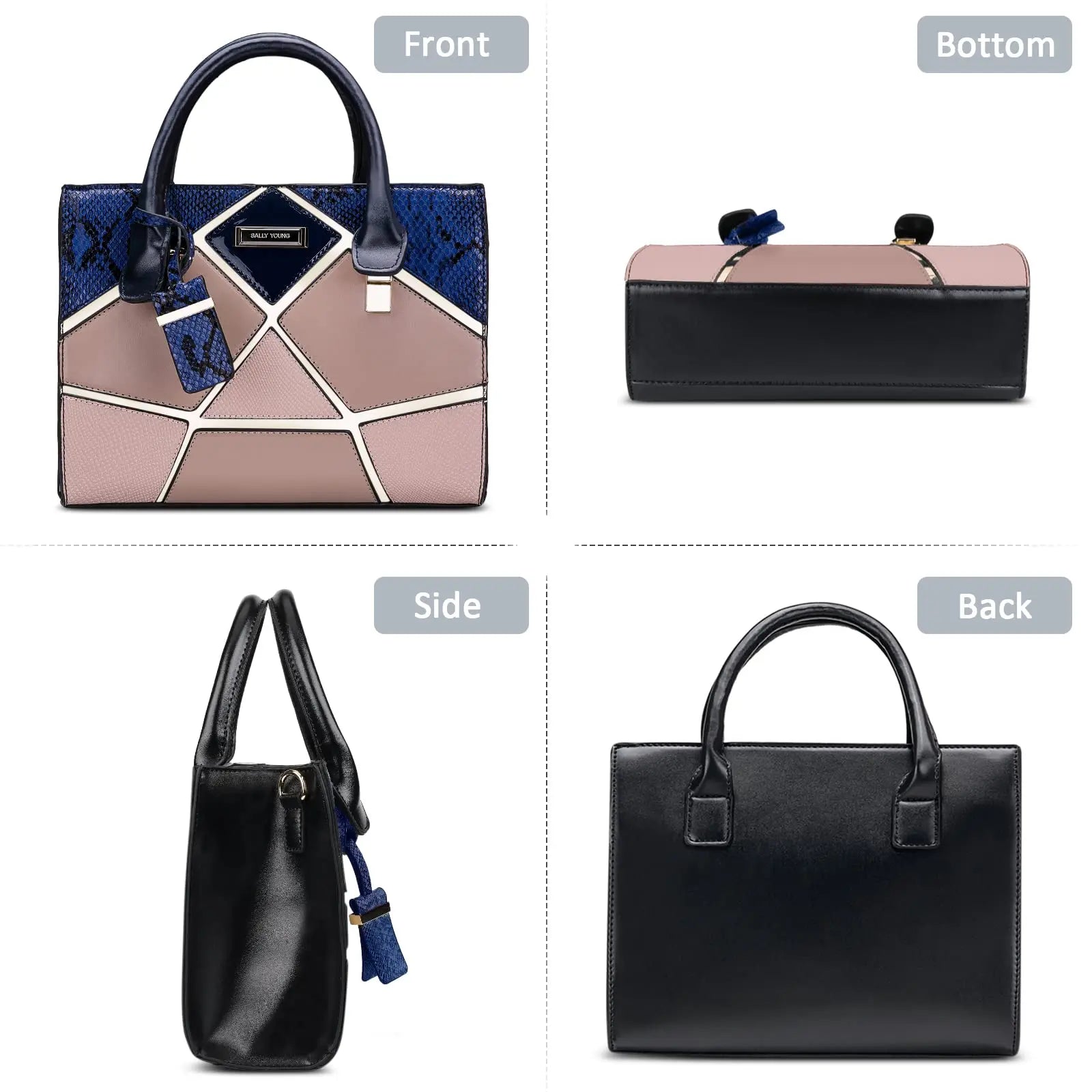 Footmax Multicolor Patchwork Snakeskin Tote Bag - Large Capacity Fashion Handbag for Women - footmaxldn