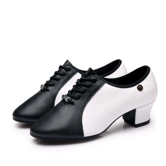 Footmax Genuine Leather Dance Shoes - Women's Soft Modern Latin Ballroom Sneakers - footmaxldn