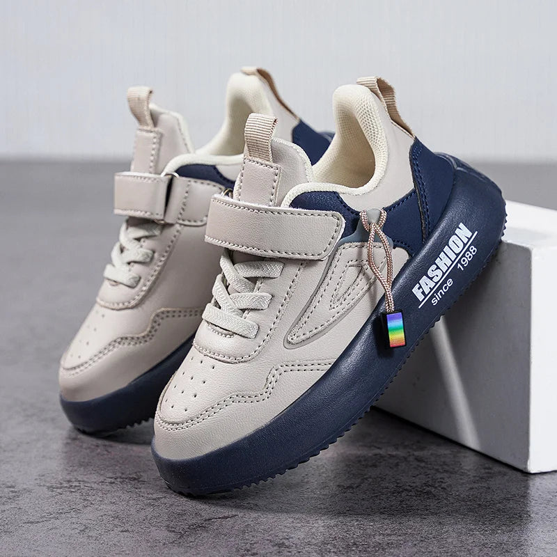Kids' Leather Velcro Trainers | Lightweight Unisex Sneakers for Boys & Girls
