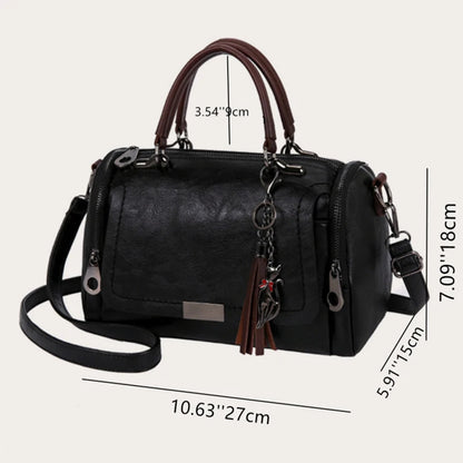Women's Leather Tassel Boston Bag | Footmaxldn - footmaxldn