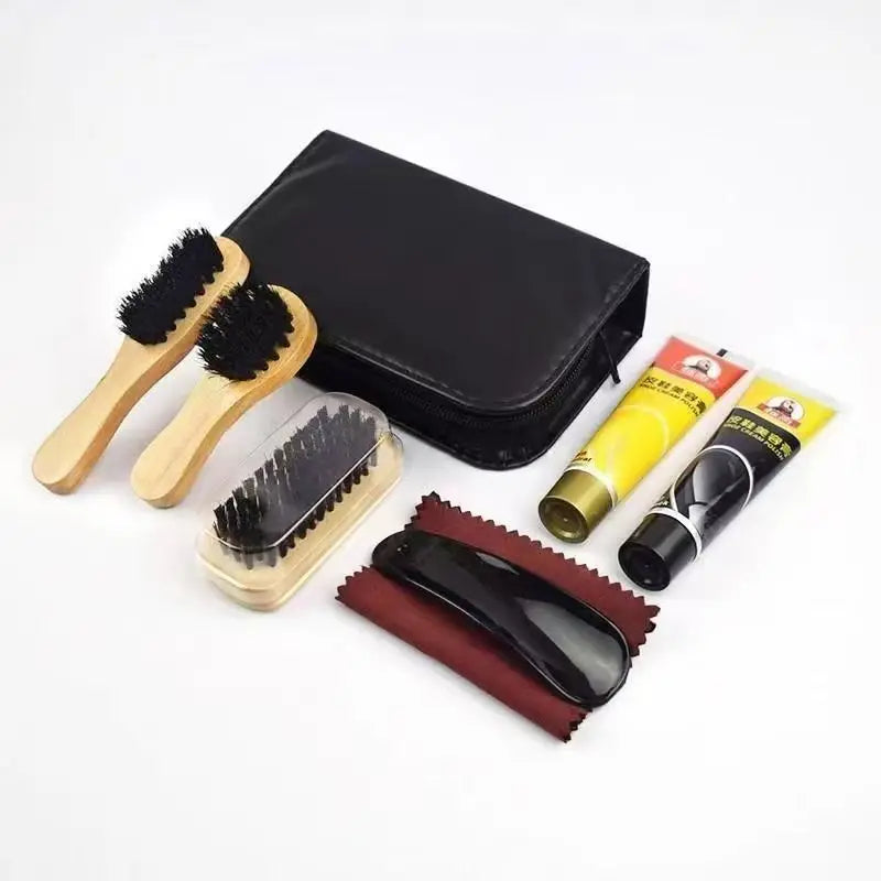 Footmax Leather Shoe Polish & Brush Cleaning Kit - Professional Care Set