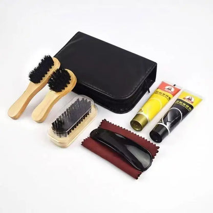 Footmax Leather Shoe Polish & Brush Cleaning Kit - Professional Care Set