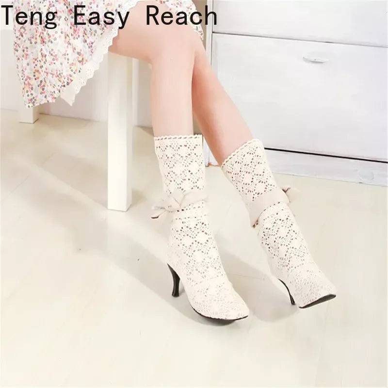 Footmax Crochet Summer Boots - Lace Hollow Fashion Women's Boots - footmaxldn