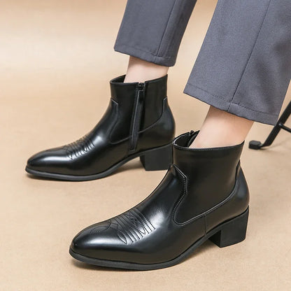 Men’s Pointed-Toe Chelsea Boots with Zip