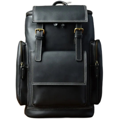 Vintage Crazy Horse Genuine Leather Backpack Men Leather Bagpack Climbing Rucksack male Large Hiking Backpack M814 - footmaxldn
