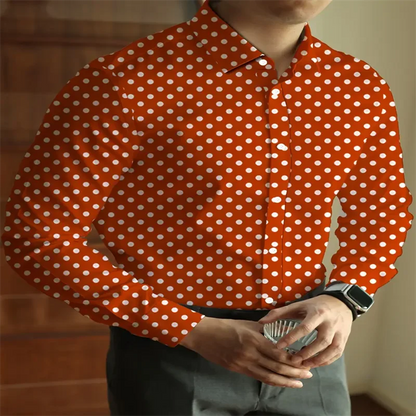 Men’s Polka Dot Long Sleeve Shirt | Footmaxldn