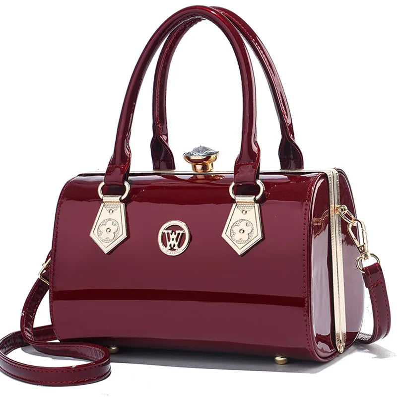 Women's Glossy Top Handle Handbag | Footmaxldn - footmaxldn