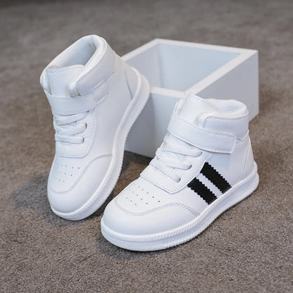 Footmaxldn Kids High-Top Sneakers — Hook & Loop, Non-Slip Rubber Sole
