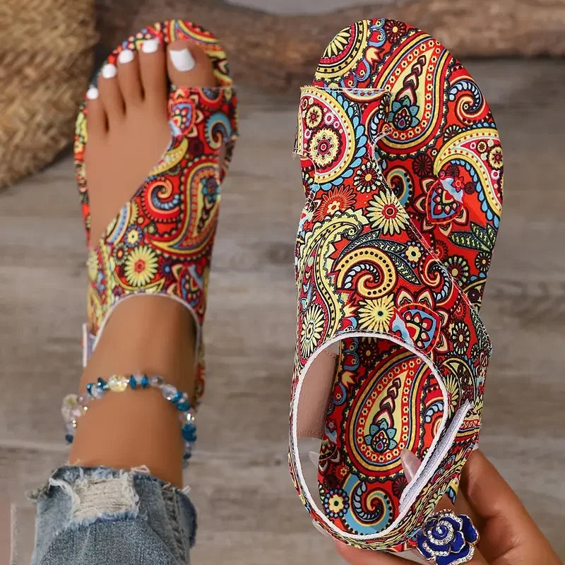 2025 Women Flat Sandals Comfortable Flats Sandals Printed Bohemia Roman Style Shoes for Women Fashion Shoes Sandalias De Mujer - footmaxldn