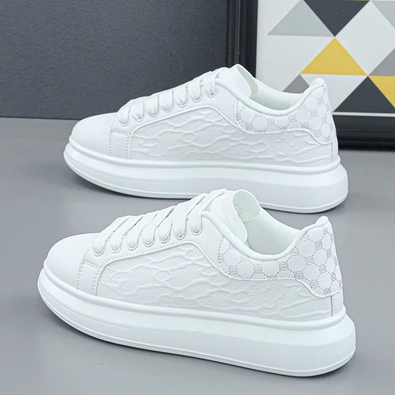 Footmax Luxury Leather Thick Sole Sneakers | Premium Walking Shoes - footmaxldn