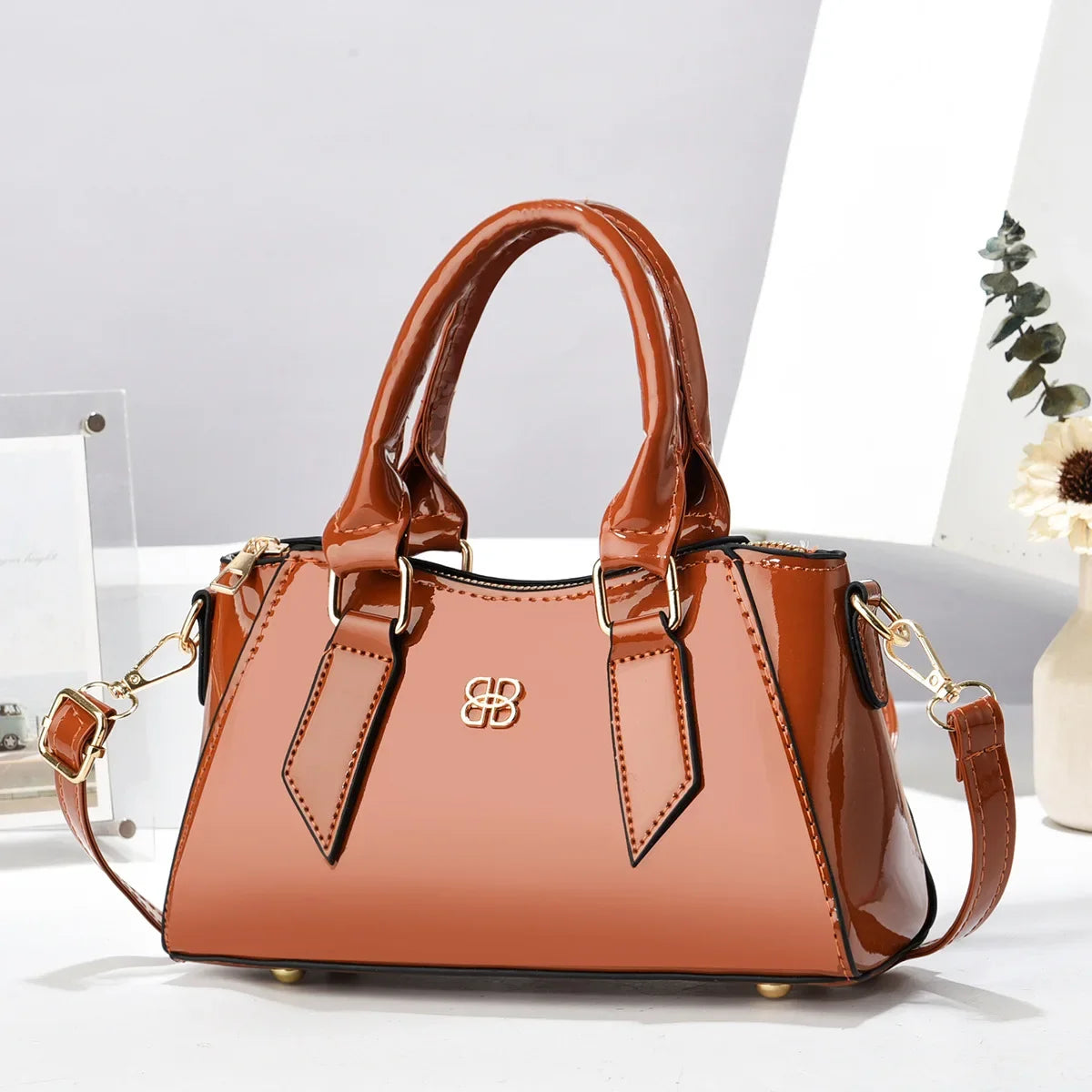 Footmax Square PU Leather Shoulder Bag - Women's Handbag 2025