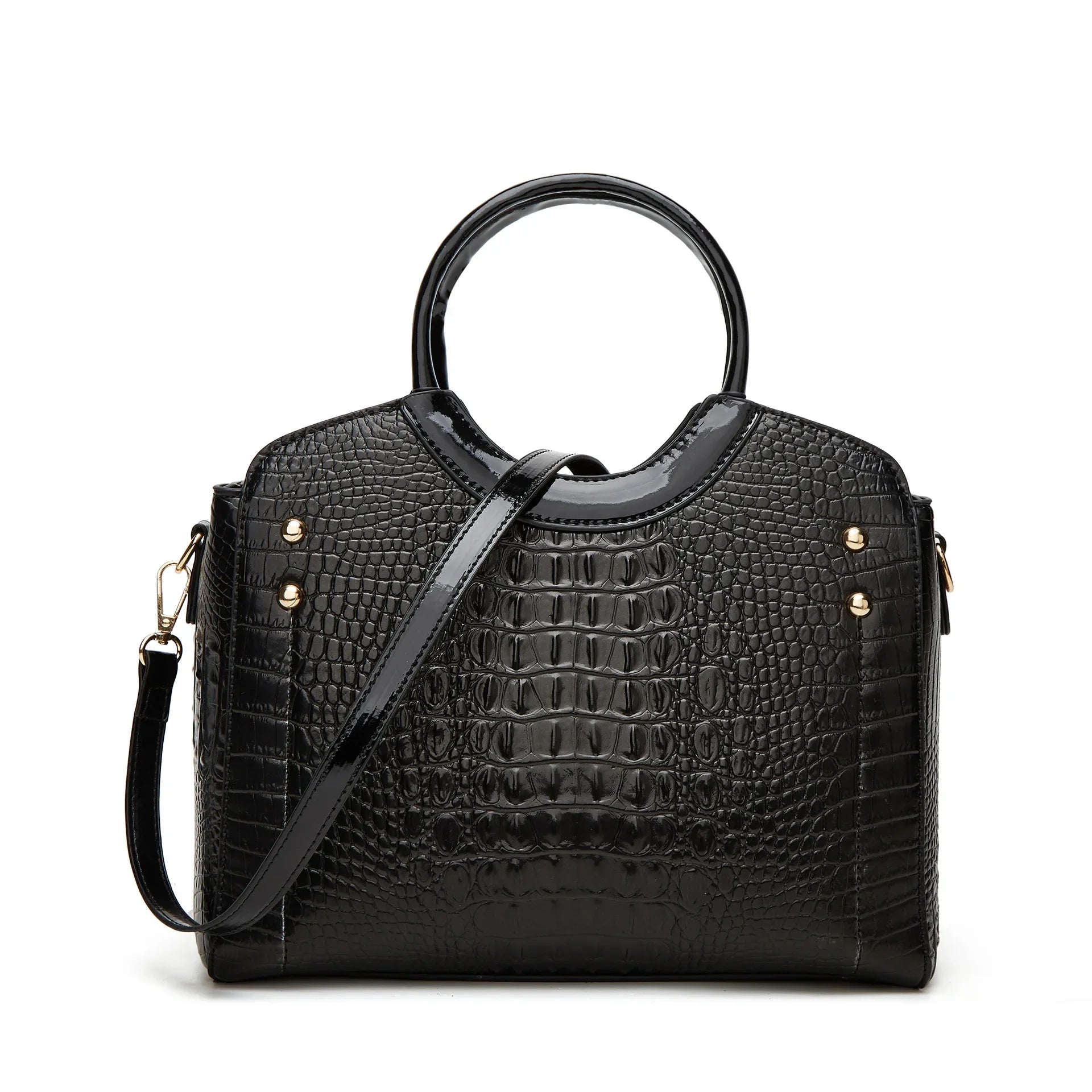 New Fashionable Large Capacity Crocodile Pattern Handbag Trendy Women's Crossbody Bag Quality Single Shoulder Bag Motorcycle Equ - footmaxldn