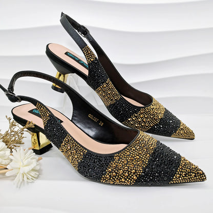 Footmaxldn Crystal Slingback Heels & Matching Clutch