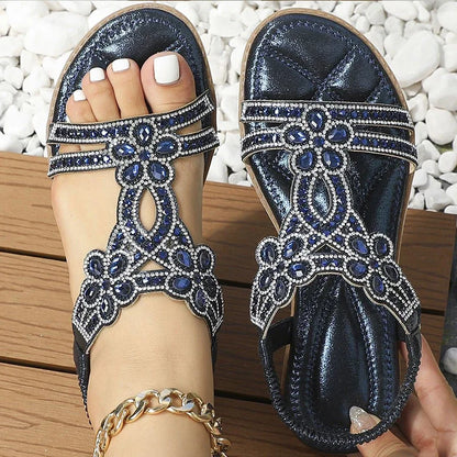Women's Crystal Embellished Flat Sandals