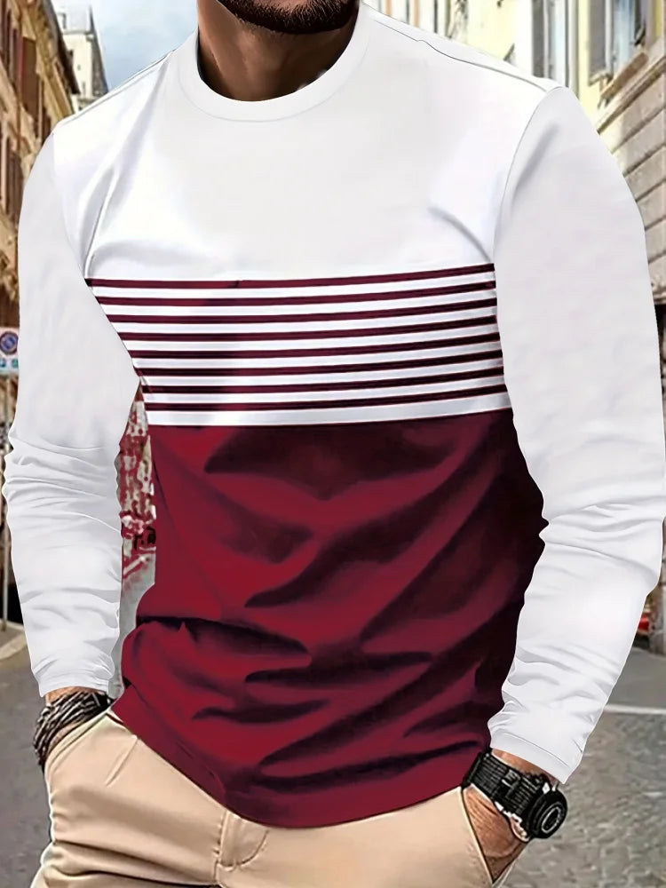 Men's Printed Long-Sleeve Crew Neck Top