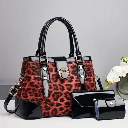 2025 New 3Piece Set Leopard Print Woman Shoulder Bag Large Capacity Handbag for Women Crossbody Bag Ladies Messenger Tote Bag - footmaxldn