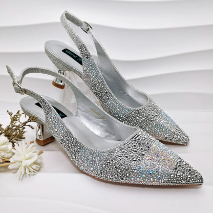 Footmaxldn Crystal Slingback Heels & Matching Clutch