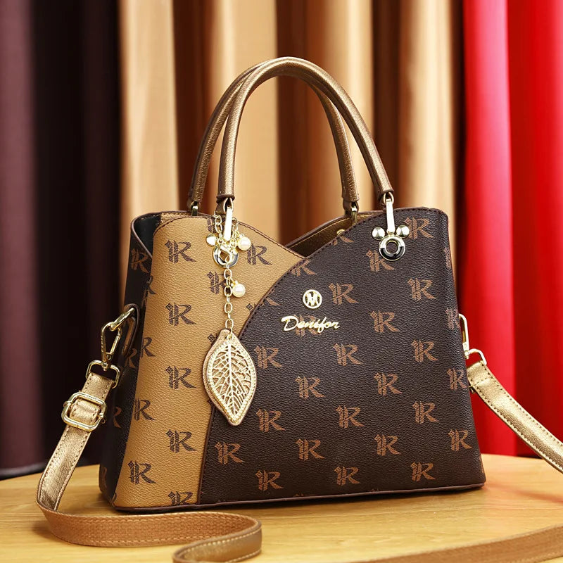 Luxury Brand Designer Women'S Handbag Leather Printed Shoulder Bag Large Capacity Classic Retro Crossbody Bag Commuting Tote Bag - footmaxldn